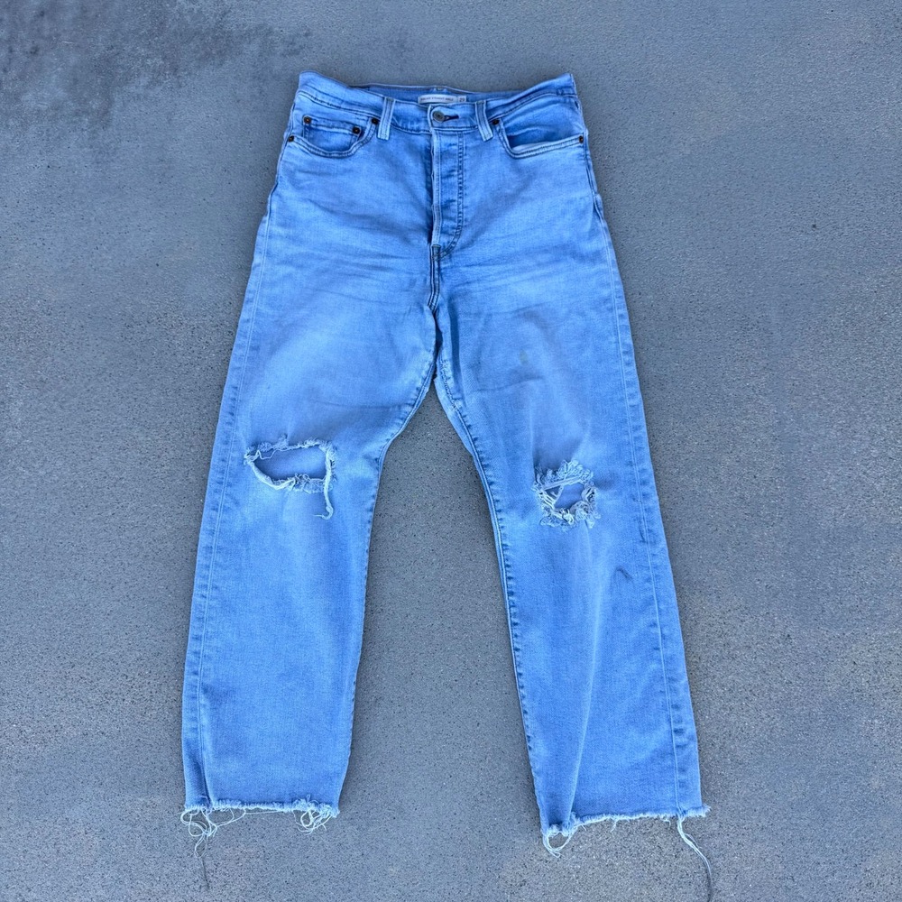 Levi's Ribcage Straight Ankle Jeans Women 29x27 Blue Denim Pants - Picture 2 of 12